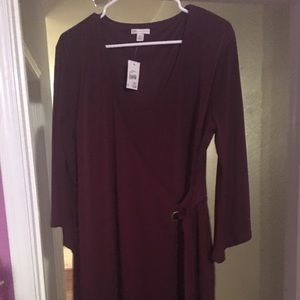 NWT Cato Burgundy Maroon wrap dress, Long sleeved